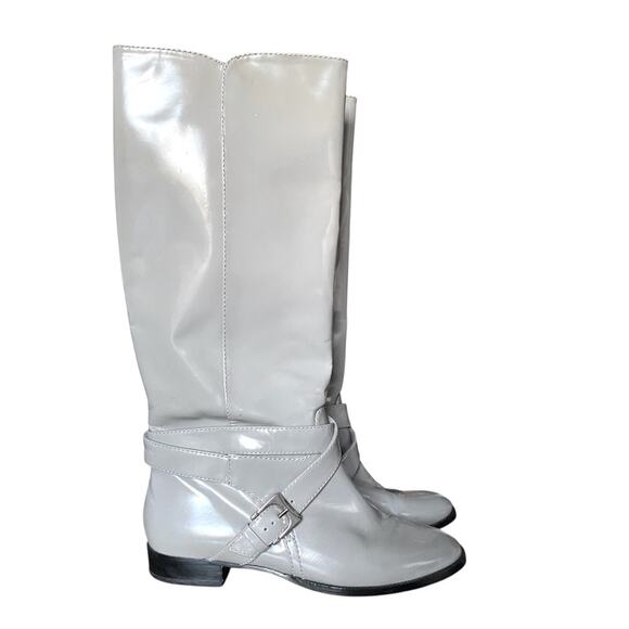 Marc by Marc Jacobs Polished Gray Grey Leather Riding Boots size 37 US 7 - Picture 1 of 12
